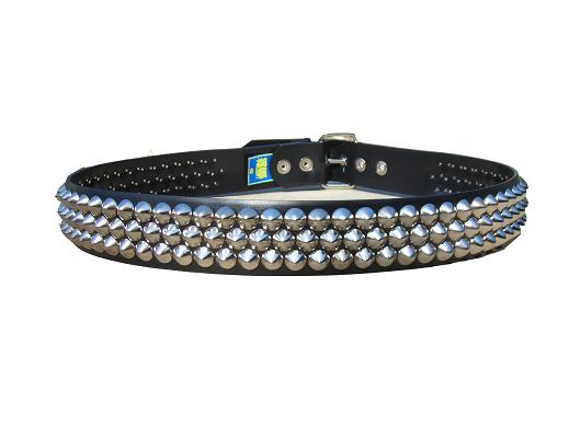 Cone Studded Nickel 3 row - (Non Leather)