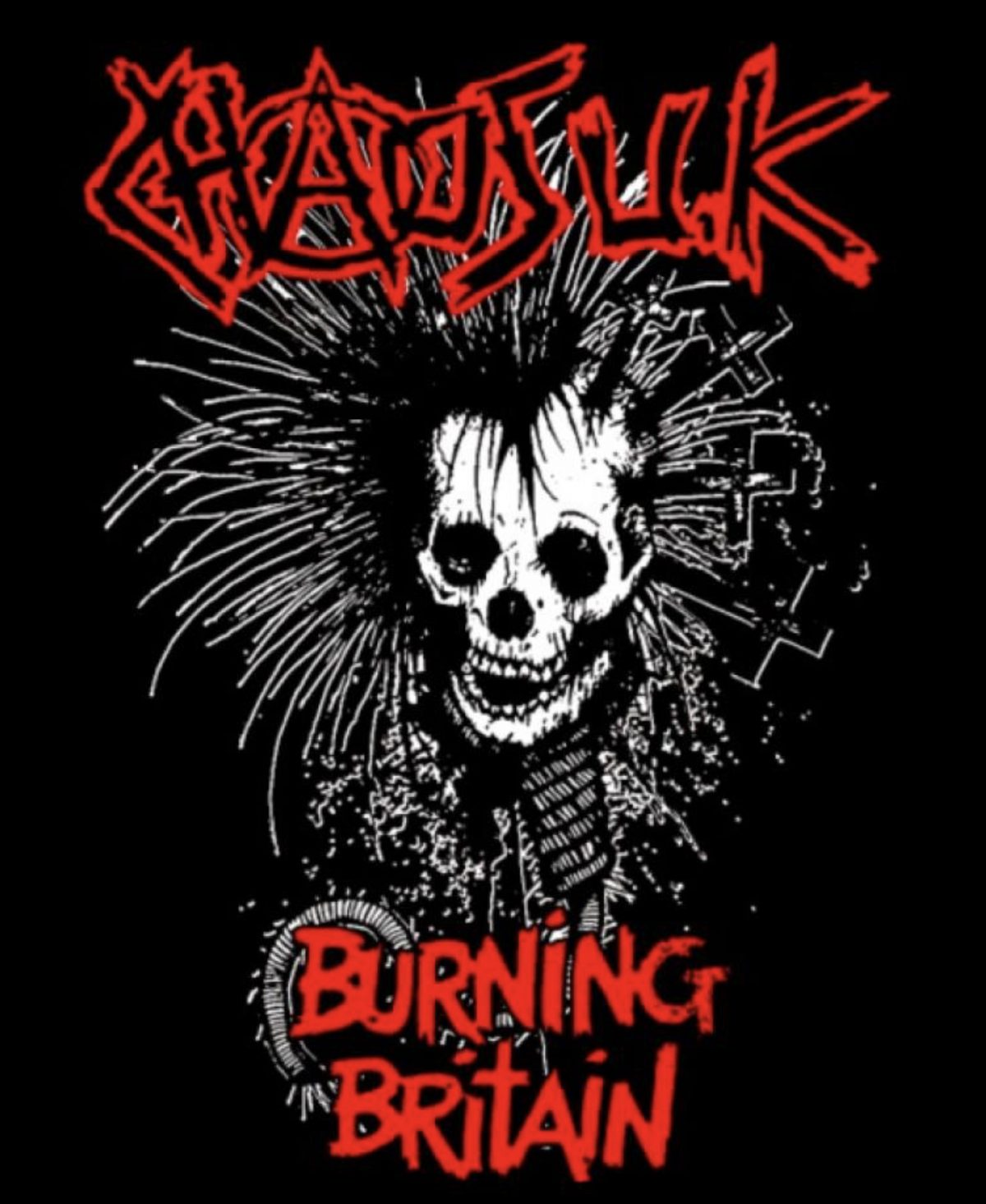 Chaos UK Burning Britain Hoodie | Punk Hooded Sweatshirt 