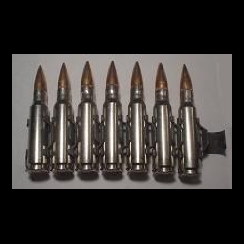 .308 Nickel Bullet Belt With Copper Tips Extra Strip of 7